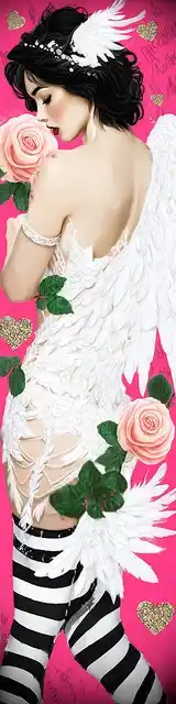 Free angel bookmark featuring an angel with striped socks